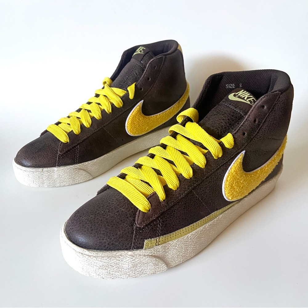 NIKE Blazer High Supreme Baroque Brown Zest Yellow 2007 Size 9 NEW – READ NOTES